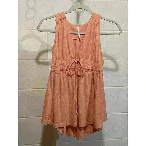 Free People Women's Beach Bound Tank Top XS  Orange Pink Sand Boho Feminine Sexy - Picture 2 of 10